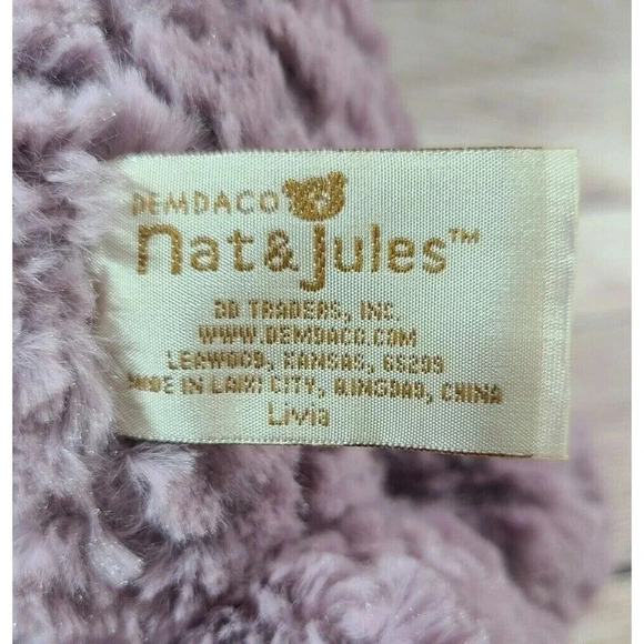 Demdaco Nat & Jules Plush Mellow Fellows Minky Hippo Stuffed Animal Livia Purple - Picture 4 of 5